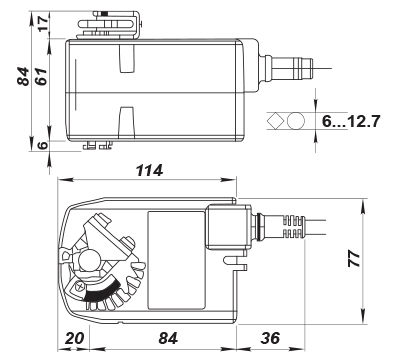 Blauberg Belimo TF230 - Dimensions