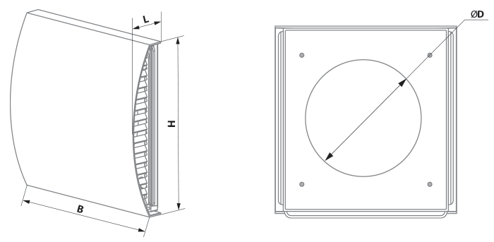 Blauberg AH-10 grey 160 - Dimensions