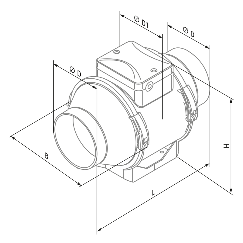 Blauberg Turbo 100 GTI1 - Dimensions