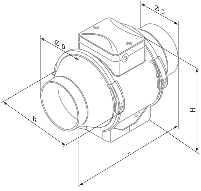 Blauberg Turbo-E 125 max US - Dimensions
