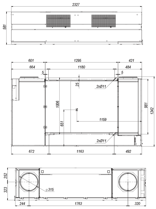 Blauberg CIVIC EC DBE2 1000 S21 V.2 - Dimensions